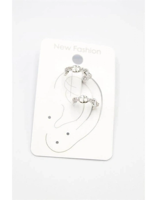 2li Taşlı Kıkırdak Küpe - Gümüş