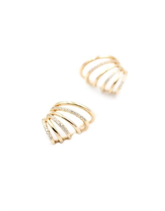 2li Taşlı Kıkırdak Küpe - Rose