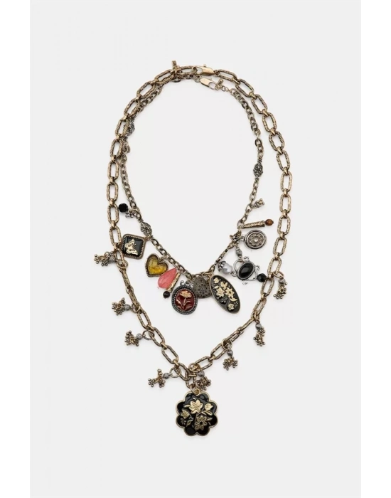 2li Uçlu Kolye Kolye - Altın