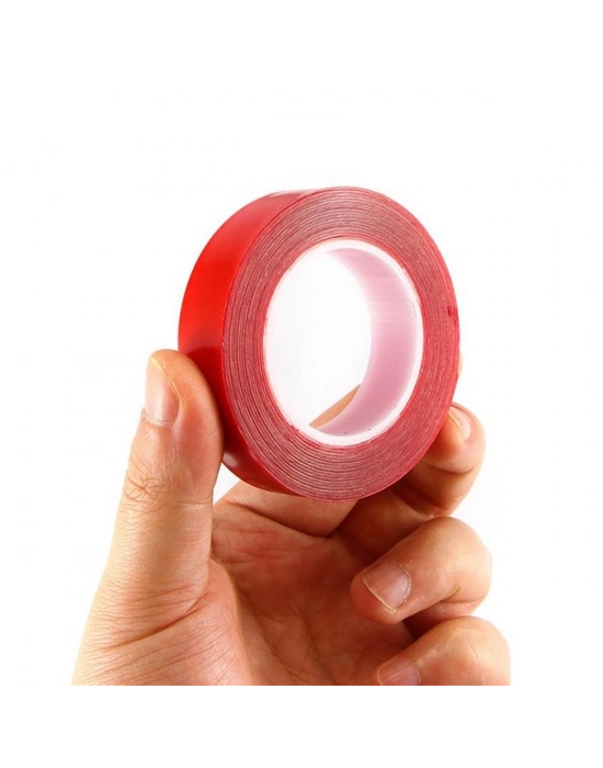 ®  2 Metre Güçlü Yapışkanlı Çift Taraflı Slikon Pratik Şeffaf Bant