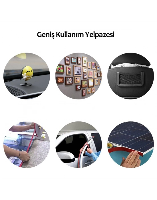 ®  2 Metre Güçlü Yapışkanlı Çift Taraflı Slikon Pratik Şeffaf Bant
