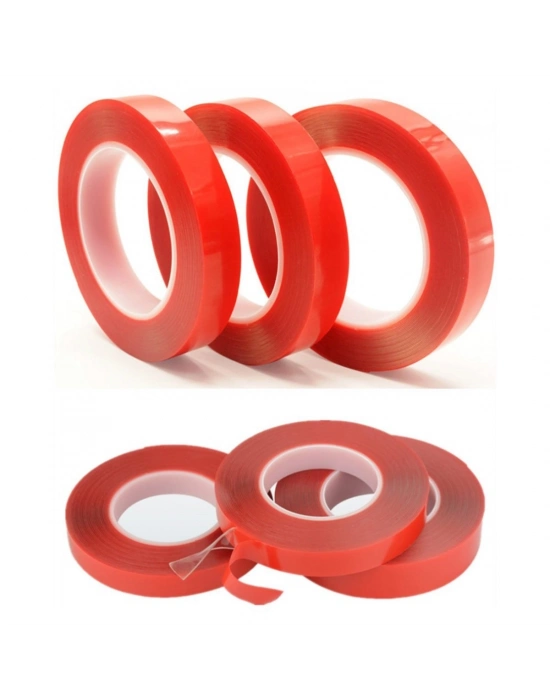 ®  2 Metre Güçlü Yapışkanlı Çift Taraflı Slikon Pratik Şeffaf Bant