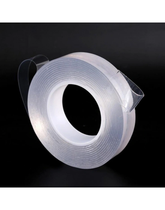 2 Metre X 3 Cm Şeffaf Güçlü Nano Çift Taraflı Silikon Jel Yapıştırıcı Bant