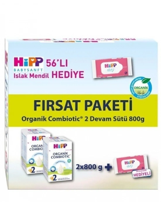 2 Organik Combiotic Bebek Sütü 800 Gr X2 Islak Mendil Hediyeli