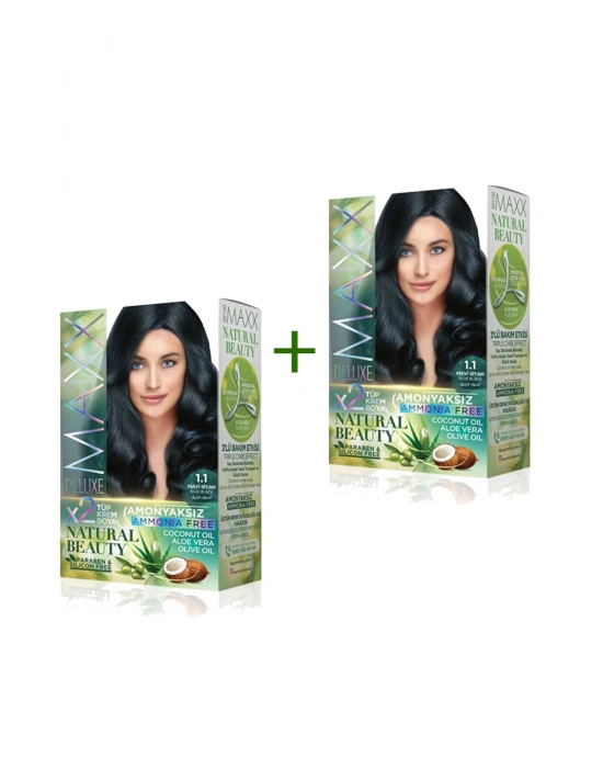 2 Paket Natural Beauty Amonyaksız Saç Boyası 1.1 Mavi Siyah