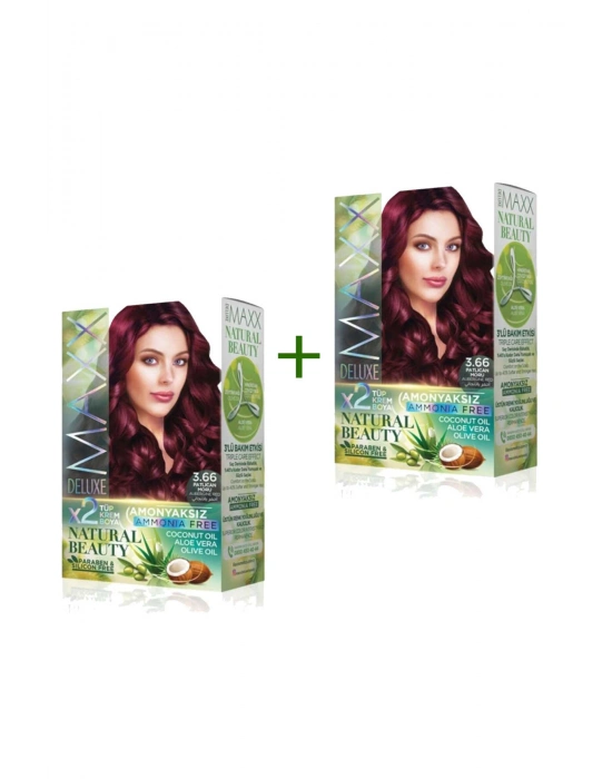 2 Paket Natural Beauty Amonyaksız Saç Boyası 3.66 Patlıcan Moru