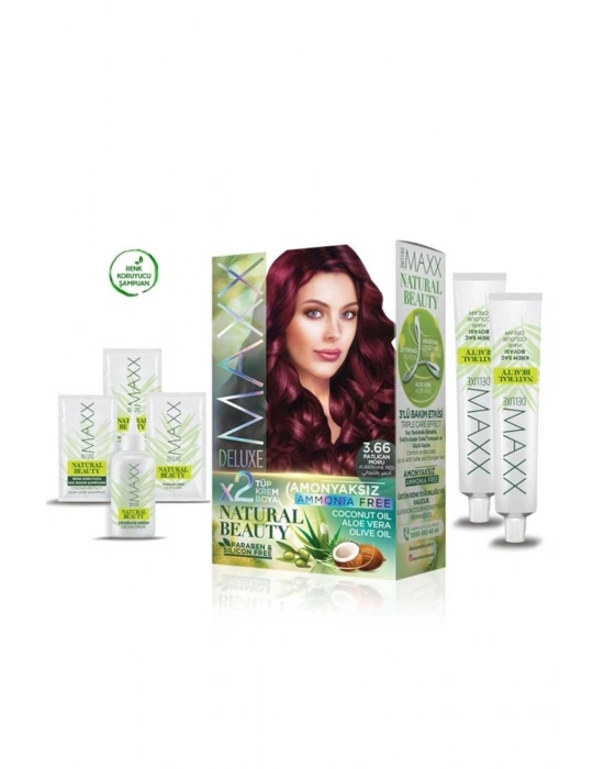 2 Paket Natural Beauty Amonyaksız Saç Boyası 3.66 Patlıcan Moru
