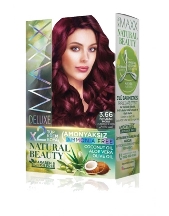 2 Paket Natural Beauty Amonyaksız Saç Boyası 3.66 Patlıcan Moru