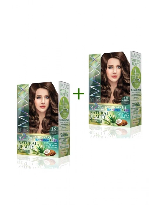2 Paket Natural Beauty Amonyaksız Saç Boyası 5.0 Açık Kahve