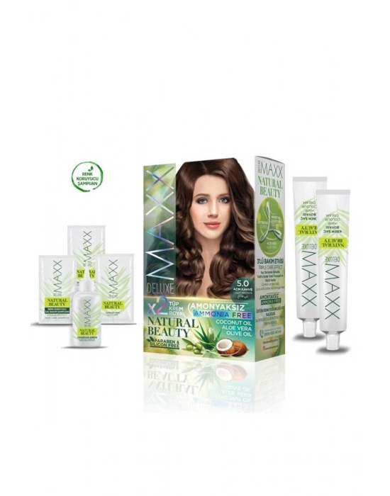 2 Paket Natural Beauty Amonyaksız Saç Boyası 5.0 Açık Kahve