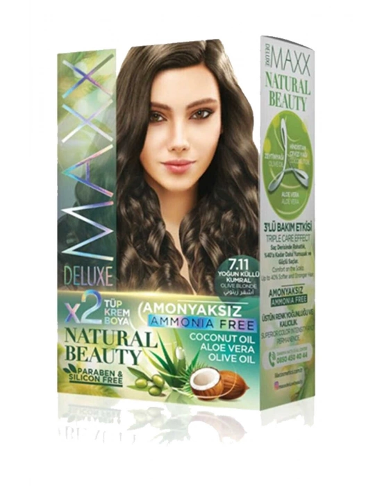 2 Paket Natural Beauty Amonyaksız Saç Boyası 7.11 Yoğun Küllü Kumral