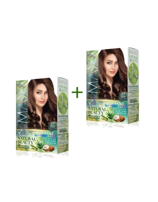 2 Paket Natural Beauty Amonyaksız Saç Boyası 7.7 Karamel Kahve
