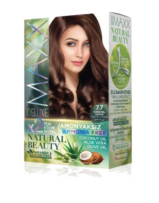 2 Paket Natural Beauty Amonyaksız Saç Boyası 7.7 Karamel Kahve