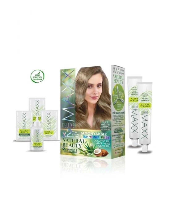 2 Paket Natural Beauty Amonyaksız Saç Boyası 8.1 Küllü Açık Kumral