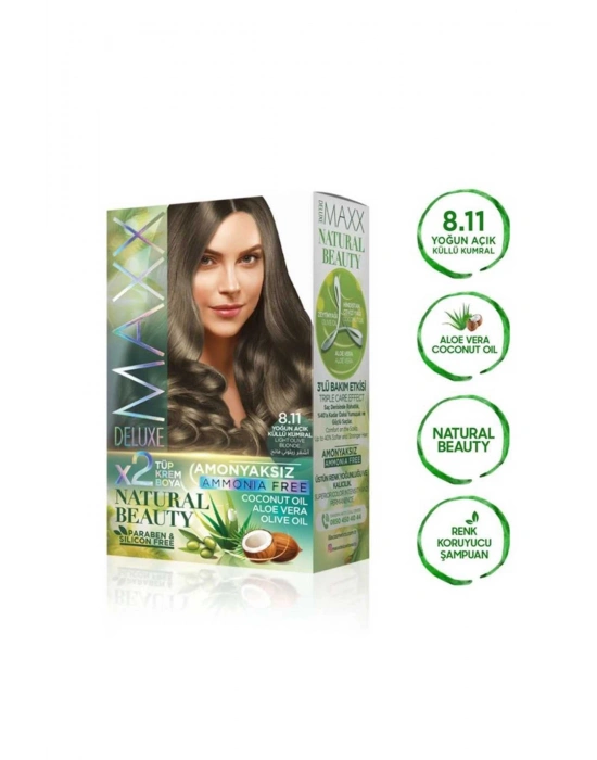 2 Paket Natural Beauty Amonyaksız Saç Boyası 8.11 Yoğun Açık Küllü Kumral