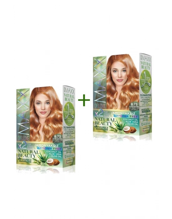 2 Paket Natural Beauty Amonyaksız Saç Boyası 8.73 Altın Karamel