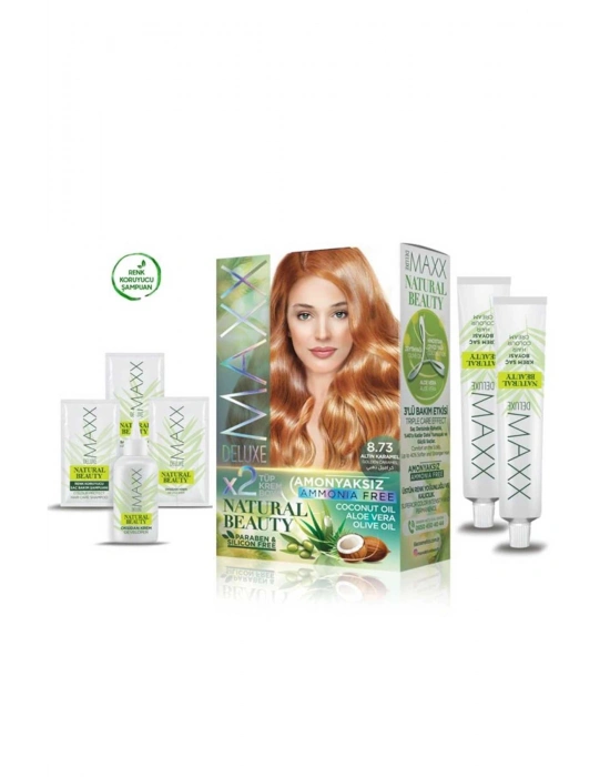 2 Paket Natural Beauty Amonyaksız Saç Boyası 8.73 Altın Karamel