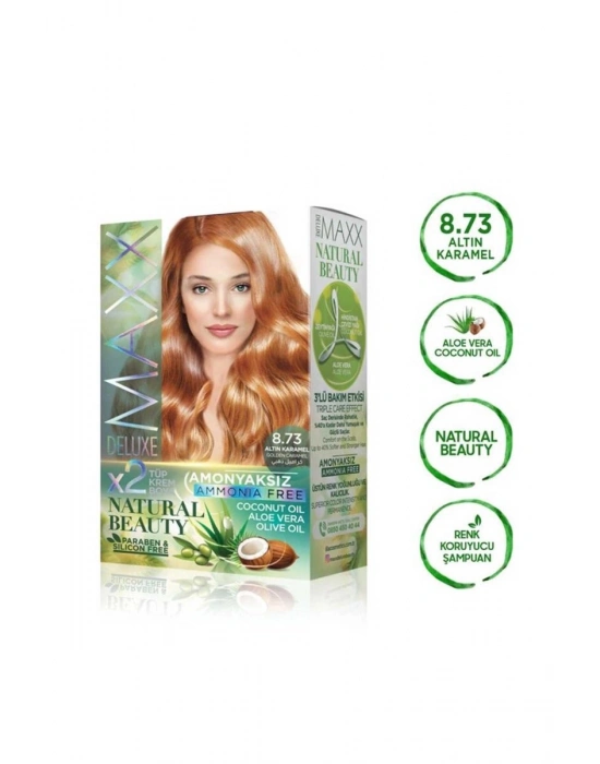 2 Paket Natural Beauty Amonyaksız Saç Boyası 8.73 Altın Karamel