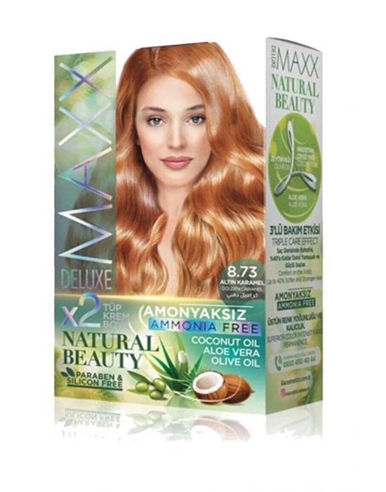 2 Paket Natural Beauty Amonyaksız Saç Boyası 8.73 Altın Karamel