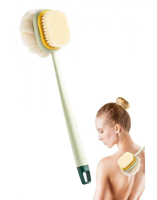 ®   2si 1 Arada Çift Taraflı Uzun Saplı Fırçalı Banyo Vücut Sırt Fırçası Banyo Lifi