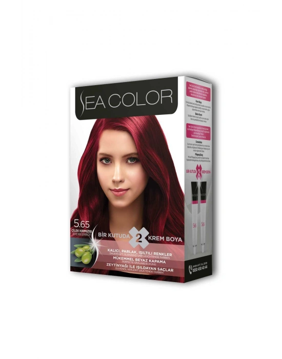 2 Tüp Krem Saç Boyası Seti Çilek Kırmızısı No:5.65