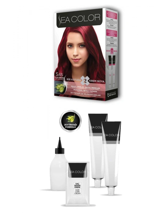 2 Tüp Krem Saç Boyası Seti Çilek Kırmızısı No:5.65