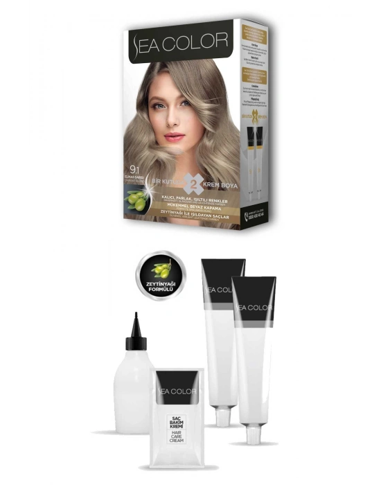 2 Tüp Krem Saç Boyası Seti Elmas Sarısı No:9.1