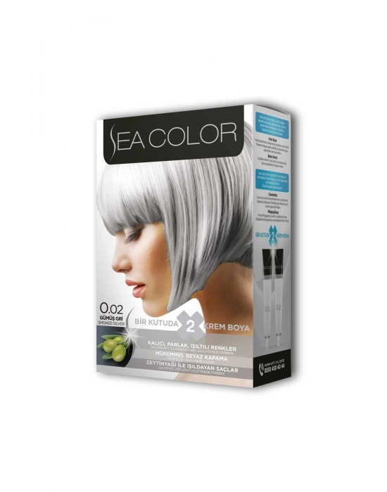 2 Tüp Krem Saç Boyası Seti Gümüş Gri No:0.02