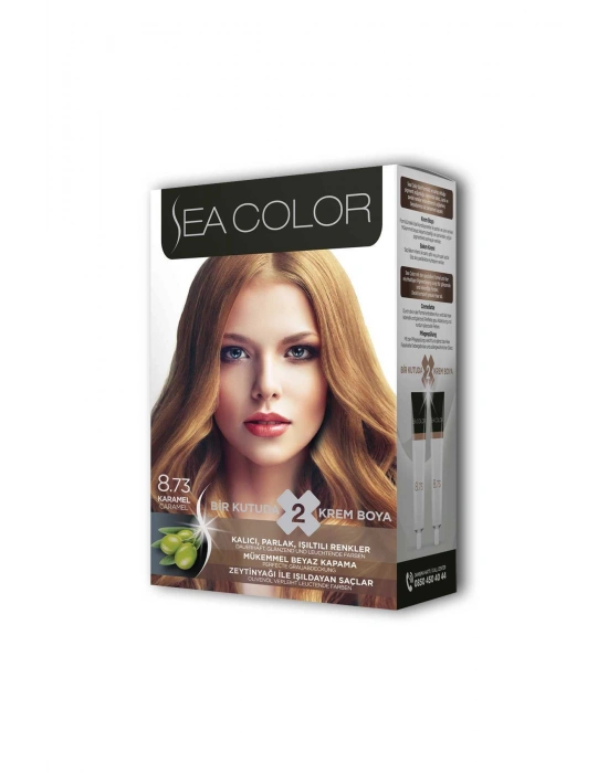 2 Tüp Krem Saç Boyası Seti Karamel No:8.73