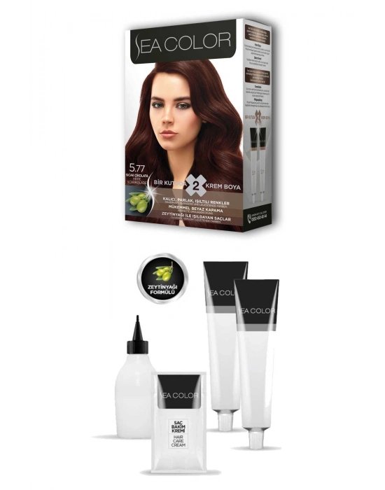 2 Tüp Krem Saç Boyası Seti Sıcak Çikolata No:5.77