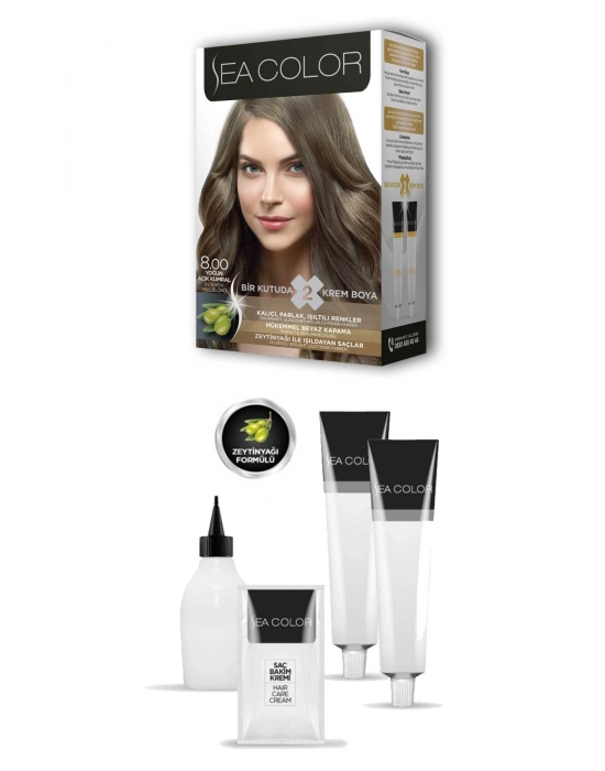2 Tüp Krem Saç Boyası Seti Yoğun Açık Kumral No:8.00
