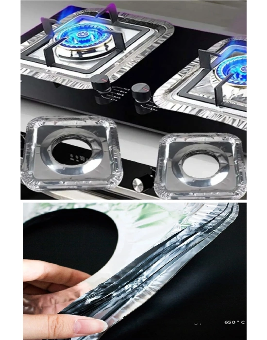 20 Adet Ocak Üstü Koruyucu Leke Önleyici Isıya Dayanıklı Yıkanabilir Ocak Gözü Izgara Koruyucu Folyo