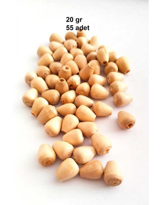 20 Gr (55 Adet) Ahşap Boncuk 12 mm boy x 10 mm en Doğal Ahşap Makrome El İşi Çanta