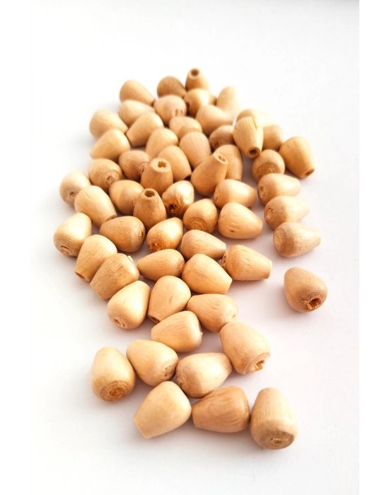 20 Gr (55 Adet) Ahşap Boncuk 12 mm boy x 10 mm en Doğal Ahşap Makrome El İşi Çanta