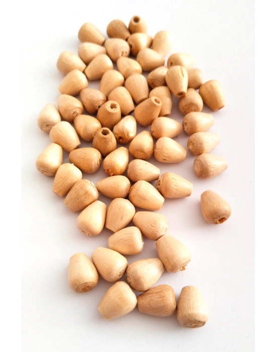 20 Gr (55 Adet) Ahşap Boncuk 12 mm boy x 10 mm en Doğal Ahşap Makrome El İşi Çanta