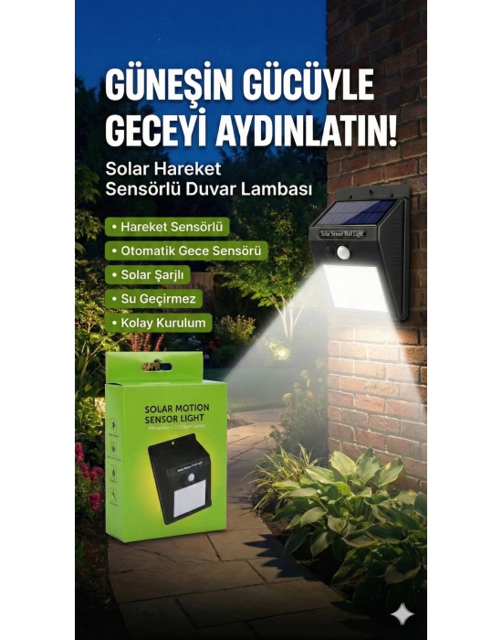 20 Ledli Hareket Sensörlü Dış Mekan Solar Lamba