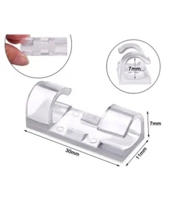 ® 20li Yapışkanlı Kablo Sabitleyici Şeffaf Klips