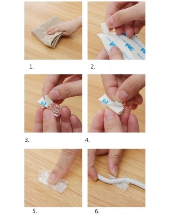 ® 20li Yapışkanlı Kablo Sabitleyici Şeffaf Klips