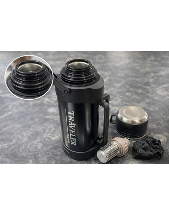 2000 ml Bardaklı Çift Katmanlı Vakumlu Paslanmaz Çelik Termos