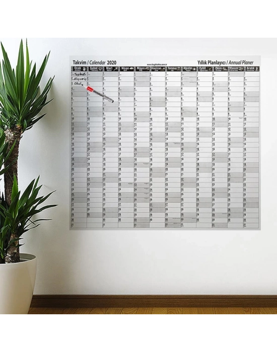 2020 Yıllık Planlayıcı Manyetik Duvar Stickerı Takvim 110x100 cm