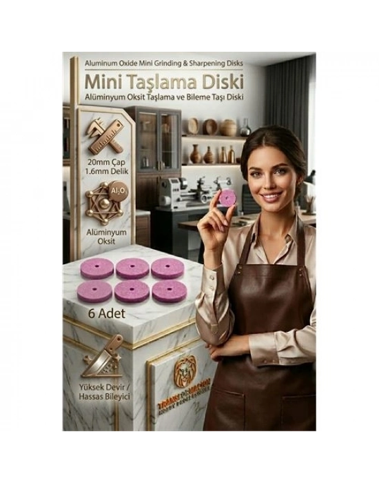 20mm Mini Taşlama Diski, Metal Bileme ve Çapak Alma Taşı 6 ADET 723236