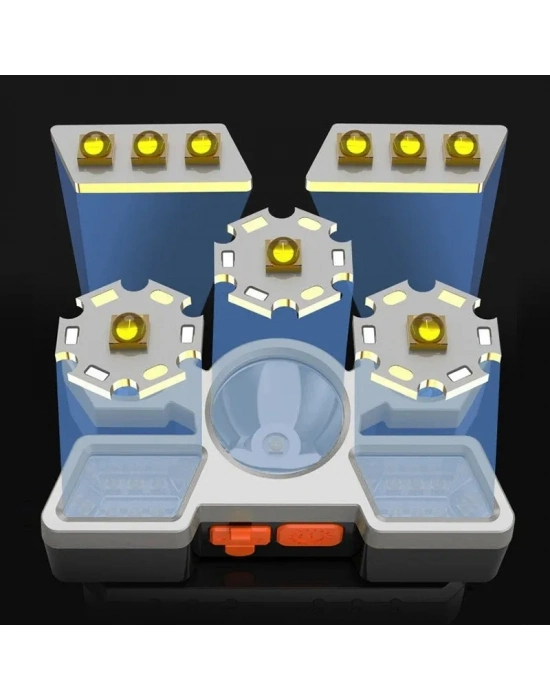 212 Model Şarjlı 5 Led 4 Modlu Cob Led Avcı Balıkçı Kamp Süper Kafa Lambası