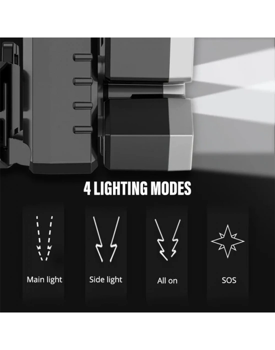 212 Model Şarjlı 5 Led 4 Modlu Cob Led Avcı Balıkçı Kamp Süper Kafa Lambası