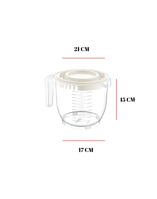 2200 Ml Mikser Kabı Beyaz & Ölçü Kabı & Saklama Kabı-DNY0024