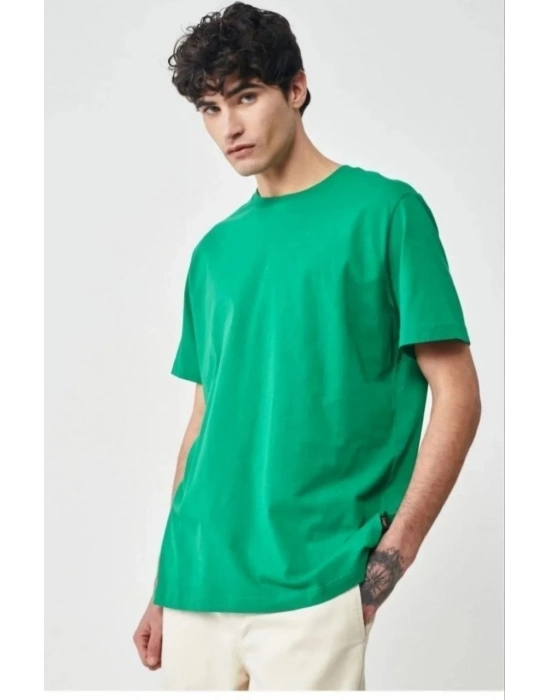 24/1 Düz A Kalite Oversize T-shirt - Yeşil -