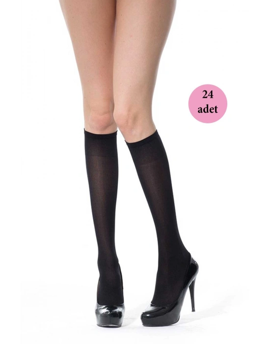 24 Adet Kalın Dizaltı Çorap 70 denye 500 Siyah