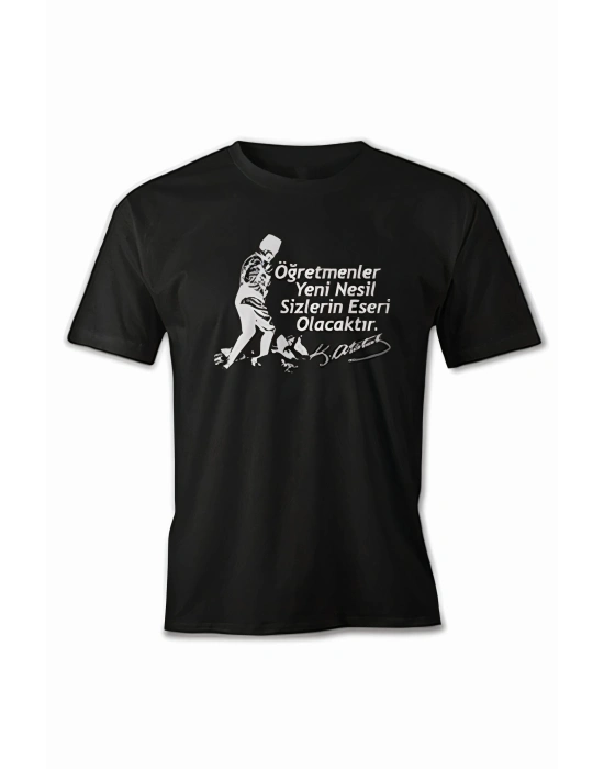 24 Kasım Öğretmenler Baskılı T-shirt - Siyah -