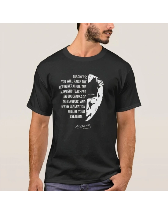 24 Kasım Öğretmenler Günü Baskılı T-shirt - Siyah -