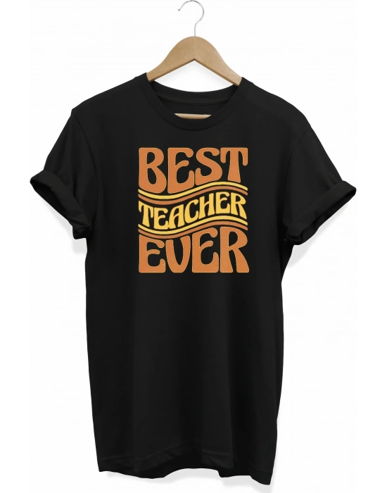 24 Kasım Öğretmenler Günü Hediye Baskılı Oversize Bisiklet Yaka T-shirt - Siyah
