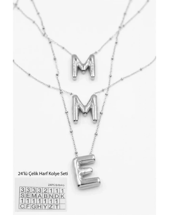 24lü Harf Kolye Seti - Gümüş